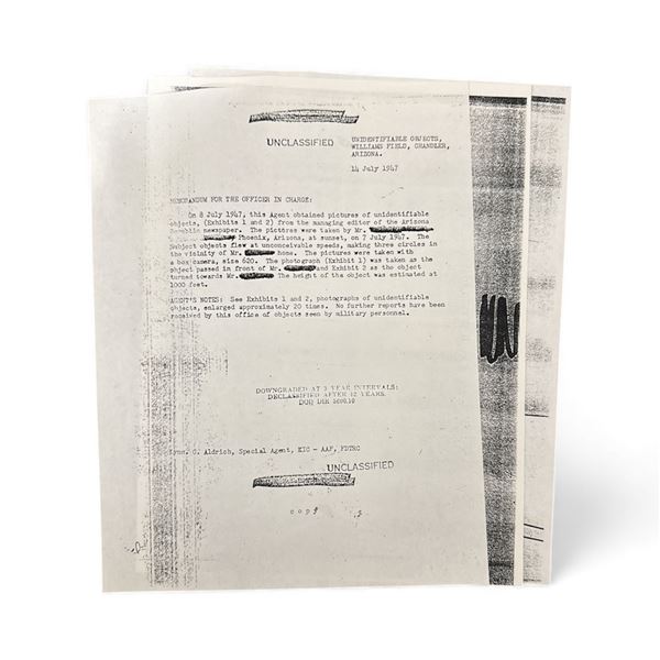 OFFICIAL DOCUMENT: Memorandum Regarding Pictures of UFO's over Arizone