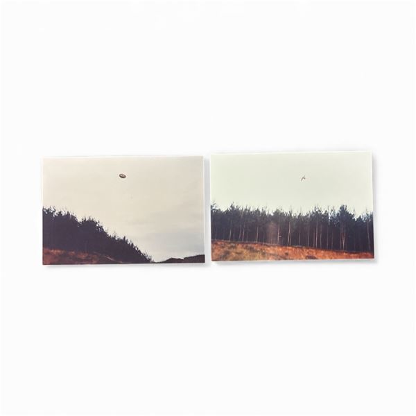 2 Pc Set - Photographs: UFO Over Forest - Wasosz Gajewski Poland, August 26 1998 - Taken By Eugenius