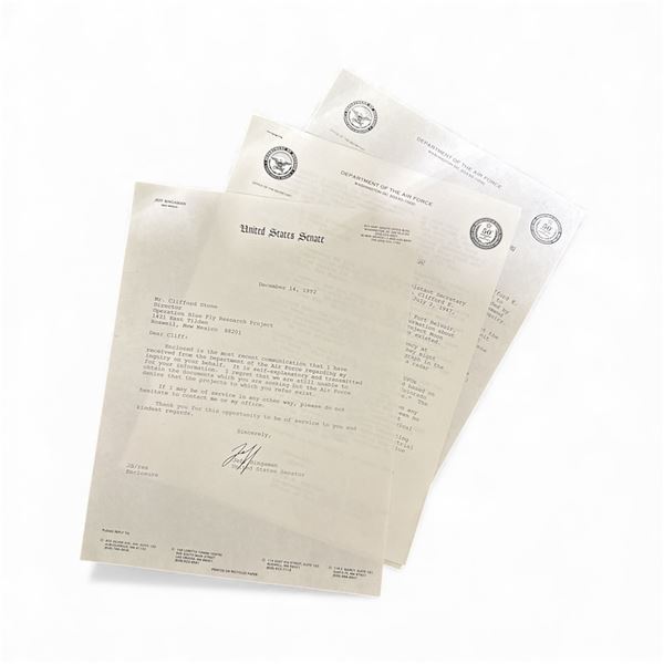 OFFICIAL DOCUMENT: 1992 FOIA Correspondense Between Clifford Stone & New Mexico US Senator Jeff Bing