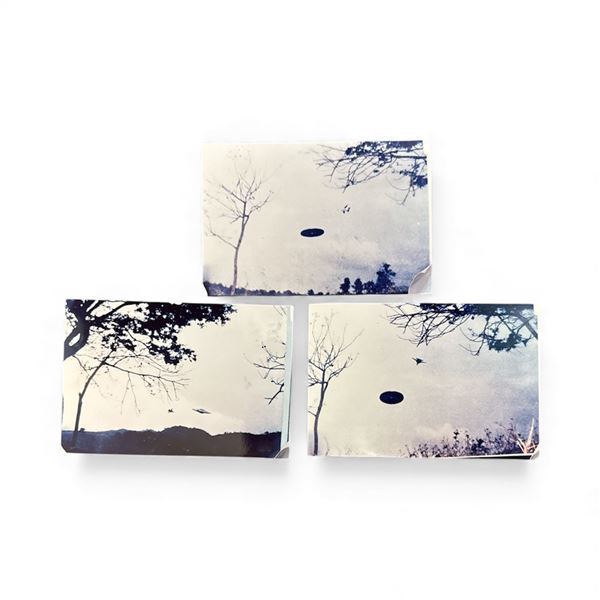 3 Pc Set - Photographs: UFO Chased by Fighter Jet - Cabo Rojo Puerto Rico, May 8 1988 - Taken by Ama