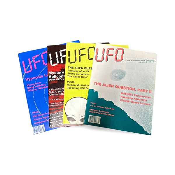 4 Pc - UFO Magazine (Volume: 4 - #1, #2, #3 & #4) (1989) - Vintage - In Protective Sleeves