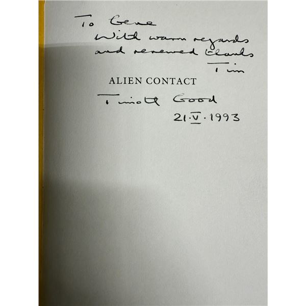 Author Signed - "Alien Contact: Top Secret UFO Files Revealed" - By Timothy Good
