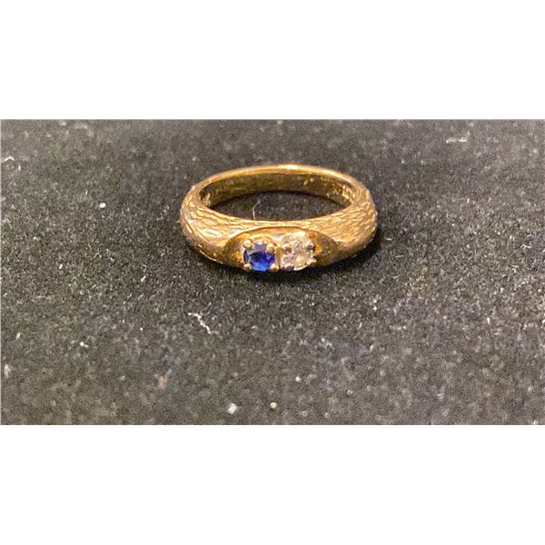 APPROX 18K LADIES RING SET WITH SAPPHIRE & DIAMOND (.08CT, 4.4G)