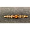 Image 1 : APPROX 14K BROOCH SET WITH YELLOW STONE & PEARLS (3.2G)