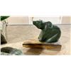 Image 6 : FOUR CARVED JADE FIGURINES, JOHN BROWN/ANGELL & BROWN SILVER PLATED FORK AND SPOON SET