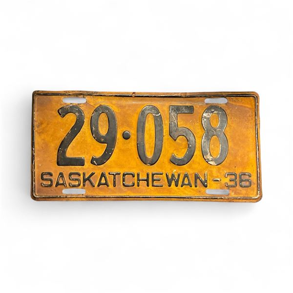 1936 Saskatchewan 5 Digit Single License Plate - #29-058
