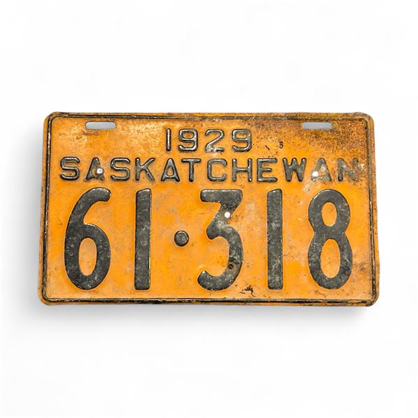 1929 Saskatchewan 5 Digit  Single License Plate - #61-318