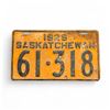 Image 1 : 1929 Saskatchewan 5 Digit  Single License Plate - #61-318