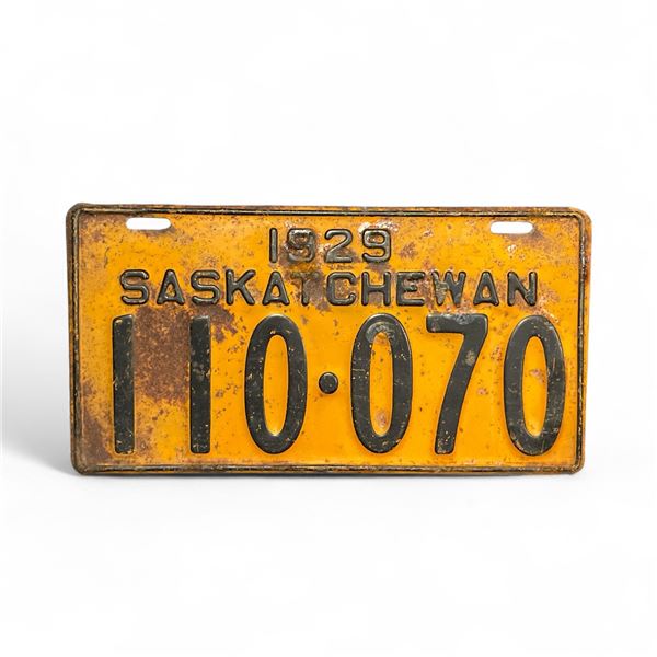 1929 Saskatchewan 6 Digit Single License Plate -#110-070