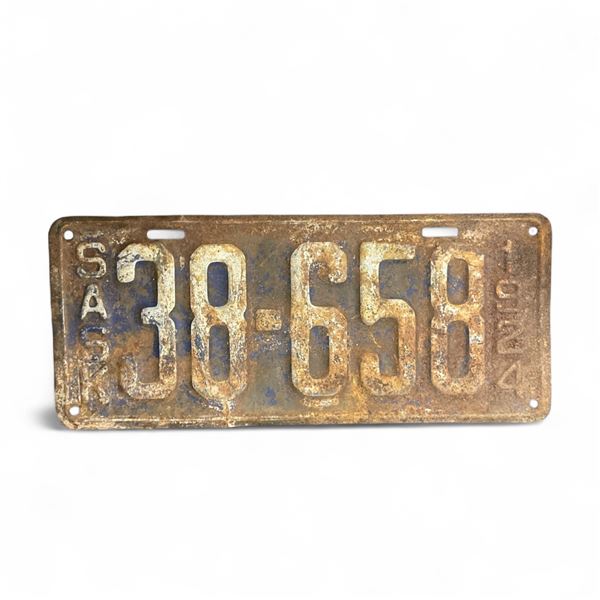 1924 Saskatchewan 5 Digit Single License Plate -#38-658