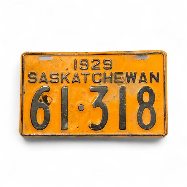 1929 Saskatchewan 5 Digit Single License Plate - #61-318