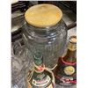 Image 2 : Group of 5 Collectibles - Pressed Glass Pedestal Bowl, Empty Ruffino & Grappa Bottle, Large Wood Top