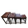 Image 2 : 4 Piece Carved Asian Design Nesting Table Set - Largest Table is 20" x 15" x 27" tall.