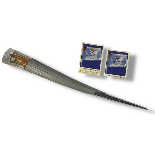 2002 Salt Lake City Olympic Torch with 2 Advertising Cards - 33" Long