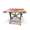 Image 1 : Folk Art Table with Oak Top and Adjustable Height Industrial Base - Top is 31" x 42"