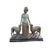 Image 1 : Art Deco Style Cast Bronze Statue of Woman with Borzoi Dogs in the Style of Chiparus - 7" x 22" x 23