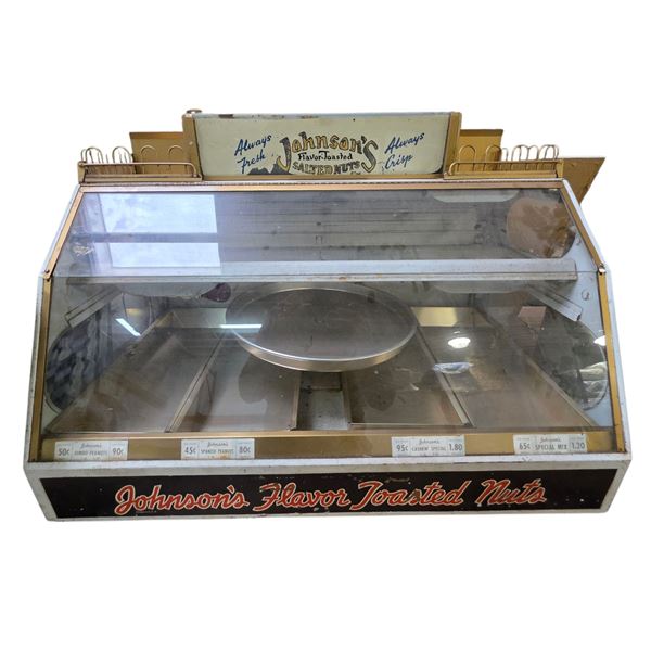 Vintage Johnson's Toasted Nut Counter Top Retail Unit - 20" x 36" x 25" tall
