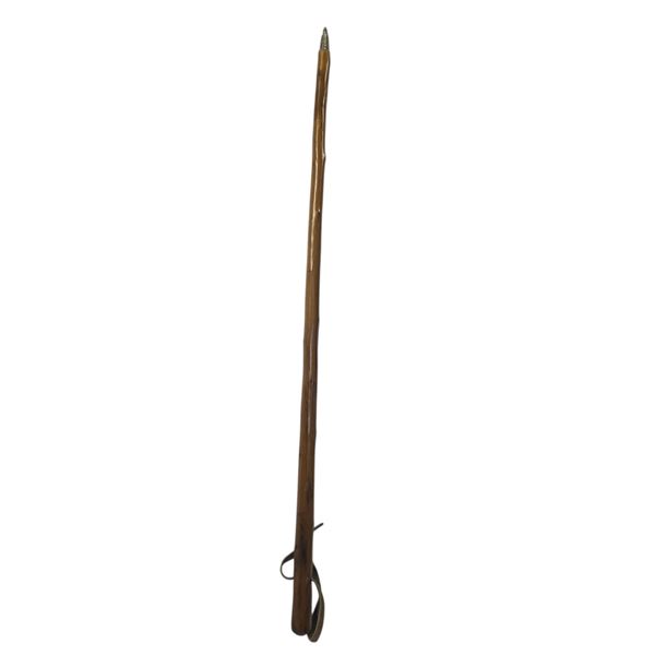 46" Solid Wood Hiking Stick with Metal Tip & Leather Wrist Strap