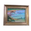 Image 1 : Petite Original Oil Painting of an Ocean Scape - Unsigned - 12" x 10" Framed
