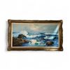 Image 1 : R. King Oil on Canvas Seascape Painting - " Framed Dimensions: 55" x 31"