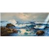 Image 2 : R. King Oil on Canvas Seascape Painting - " Framed Dimensions: 55" x 31"