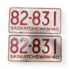 Image 1 : Matching Pair of "Saskatchewan - 40" License Plates - 82-831