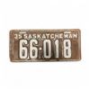 Image 1 : 1935 Saskatchewan 5 Digit Single License Plate - 66-018