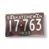 Image 1 : 1930 Saskatchewan 5 Digit Single License Plate -17-763