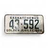 Image 1 : 1955 Saskatchewan Golden Jubilee 5 Digit Single License Plate -43-592