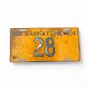 Image 1 : 1939 Saskatchewan 2 Digit Single License Plate - 28