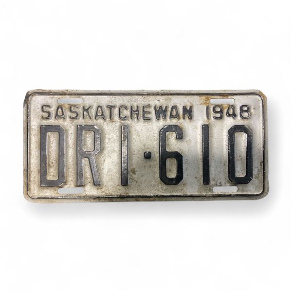 1948 Saskatchewan 6 Digit Single License Plate - DRI-610