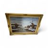 Image 1 : Robert Oil on Canvas Painting of a Dutch Winter Scene - 43" x 31" Framed