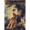 Image 2 : Vintage Framed Needlepoint of  Young Woman with Dog  - 25" x 31" framed