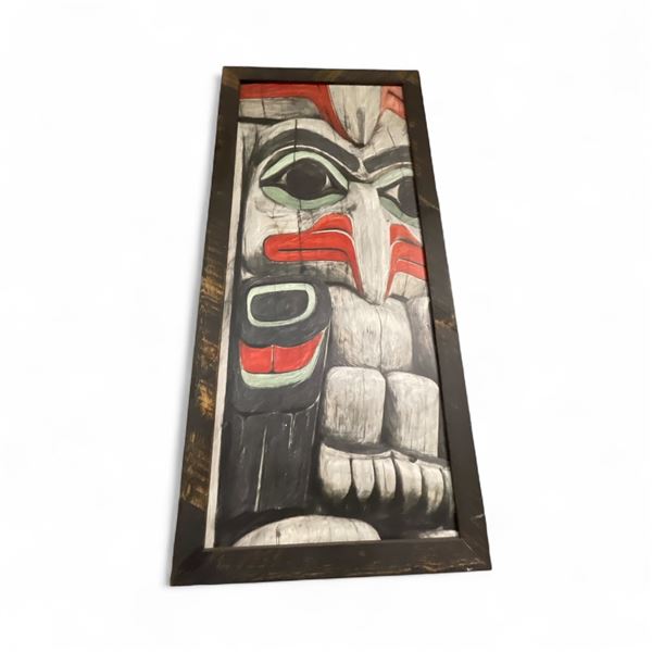 Oversize "Totem Pole"  Giclee Painting on Canvas  - Wood Frame is 33" x 70" - Approximate size