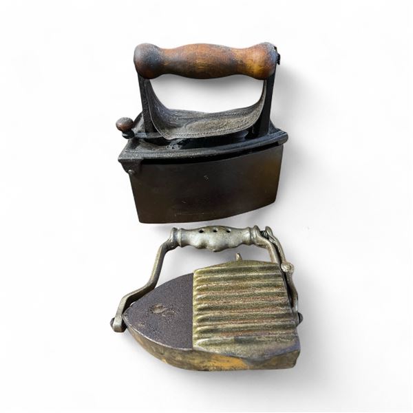 2 Vintage Cast Metal Irons