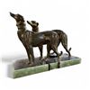 Image 1 : Vintage Cast Bronze Greyhound Statue with Marble Edged Base - 12" tall on a 6" x 18" base
