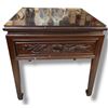 Image 1 : Solid Wood End Table with Carved Dragon Design & Plate Glass Top - 22" x 22" x 22" tall
