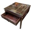 Image 2 : Solid Wood End Table with Carved Dragon Design & Plate Glass Top - 22" x 22" x 22" tall