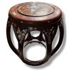 Image 1 : Chinese Solid Wood Drum Stool with Inlaid Design - 18" tall x 16" diameter