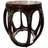 Image 3 : Chinese Solid Wood Drum Stool with Inlaid Design - 18" tall x 16" diameter