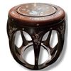 Image 1 : Chinese Solid Wood Drum Stool with Inlaid Design - 18" tall x 16" diameter