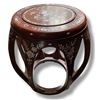 Image 1 : Chinese Solid Wood Drum Stool with Inlaid Design - 18" tall x 16" diameter