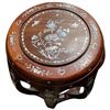Image 2 : Chinese Solid Wood Drum Stool with Inlaid Design - 18" tall x 16" diameter