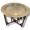 Image 1 : Folding Wood Nomad Table with 18" Brass Tray Top