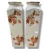 Image 1 : Pair of Squared 12" Porcelain Vases - Chip on the underside of one vase