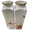 Image 2 : Pair of Squared 12" Porcelain Vases - Chip on the underside of one vase