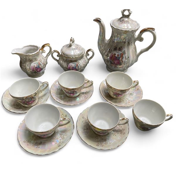 Vintage Japanese Tea Set for 6 - Tea Pot, Creamer, Sugar and 6 Cups - Missing 1 Saucer