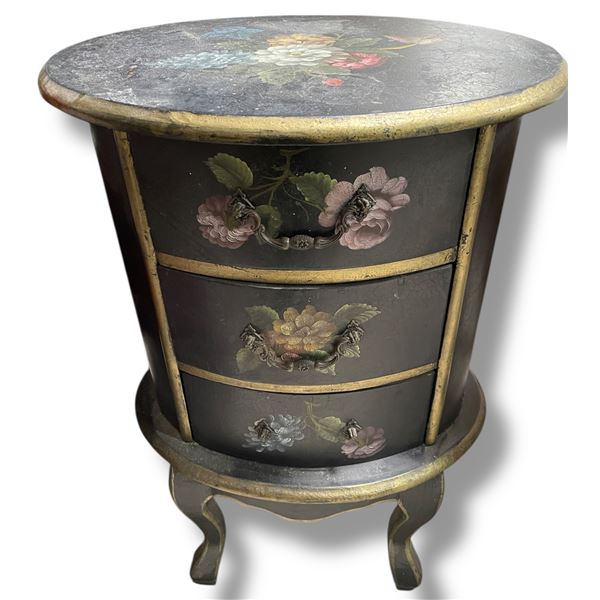 Painted Oval 3 Drawer Cabinet - 14" x 18" x 29" tall