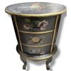 Image 1 : Painted Oval 3 Drawer Cabinet - 14" x 18" x 29" tall