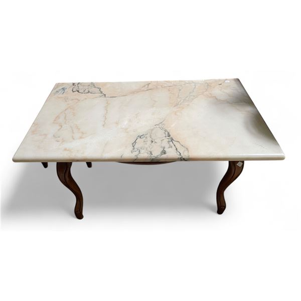 Marble Topped Coffee Table with Cabriole Style Legs - 24" x 36" x 19" tall